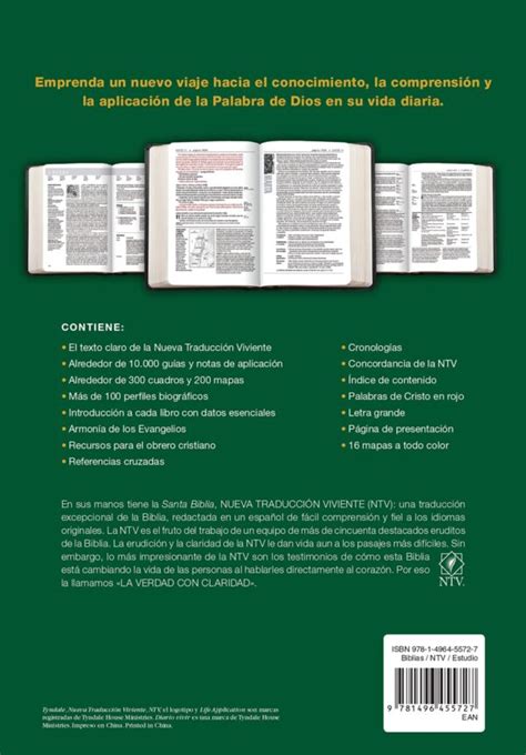 Biblia Ntv De Estudio Diario Vivir Lg Tapa Dura Con Ndice Librer A