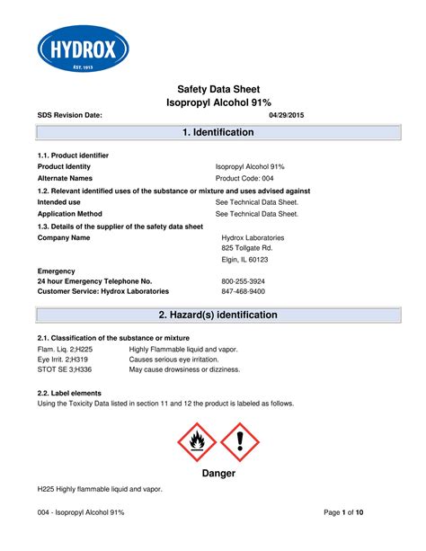 Msds Isopropyl Alcohol Tsi Pdf Toxicity Firefighting Off