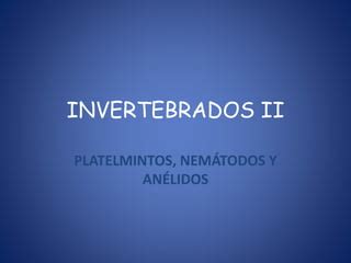 Invertebrados II Anelidos Platelmintos Y Nematodos PPT