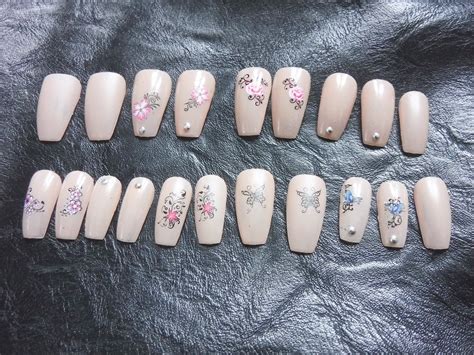 Tattoo Coffin Fake Nails Ballerina False Nail Nude Look Etsy