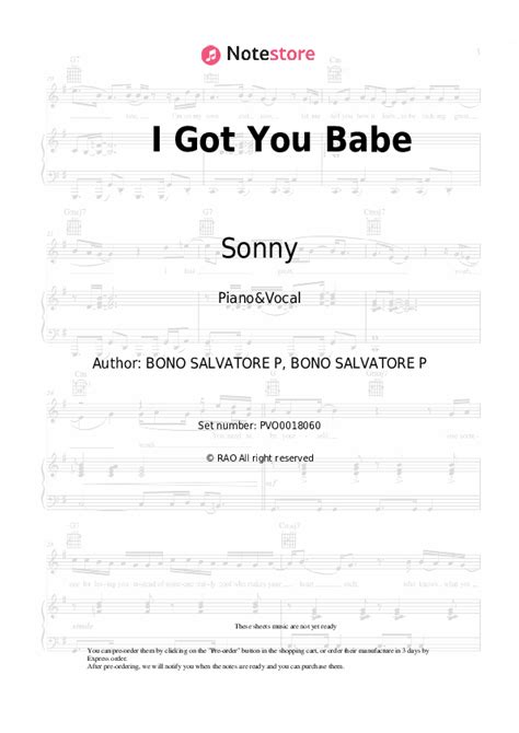 I Got You Babe Piano Sheet Music And Voice Sonny Cher In Note Store Piano Vocal Sku