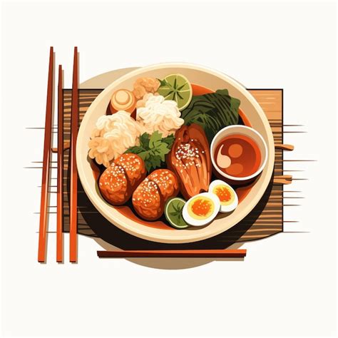 Ilustración comida japonesa asiática Japón vector cocina asiática