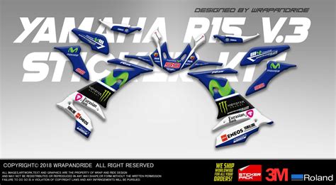 Multicolor Yamaha R V Movistar Full Body Wrap Decal Sticker