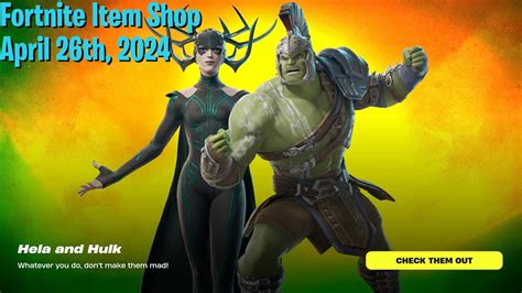 Fortnite Item Shop New Hulk Hela Skins Youtube