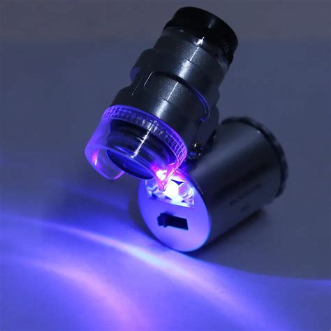 Mini Lupa Port Til X Microscopio De Bolsillo Lente De Luz Led Uv Lupa