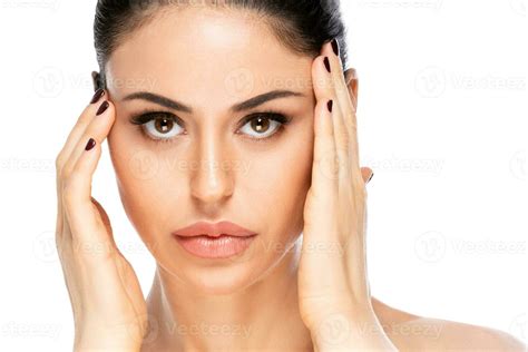 Beautiful Woman Face Portrait Beauty Skin Care Concept Isolated On