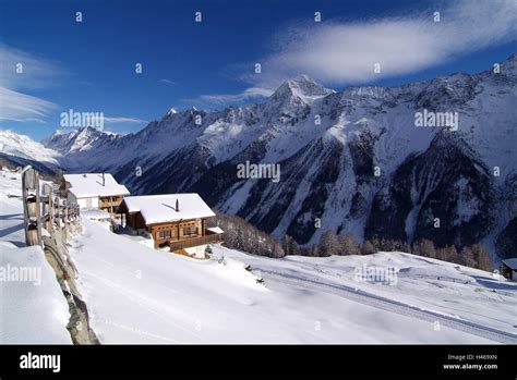 Switzerland Valais Lötschental Lauchernalp chalets view