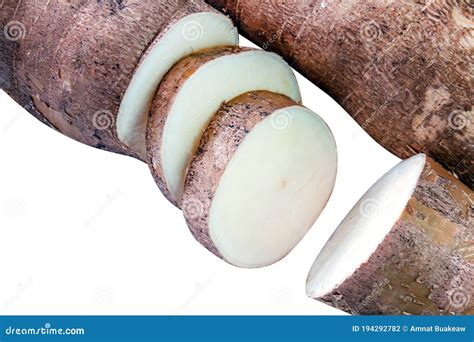 Cassava Tubers And Sliced Isolated On White Pile Cassava Manioc In Top