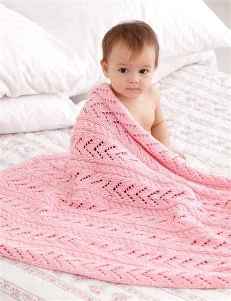 Caron Little Girl Pink Baby Blanket, Knit Pattern | Yarnspirations