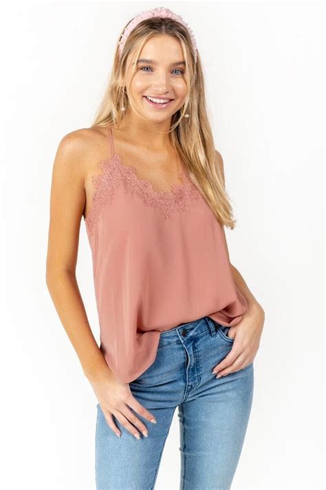 Eline Lace Trim Tank Top Lace Trim Tank Top Tops Tank Tops