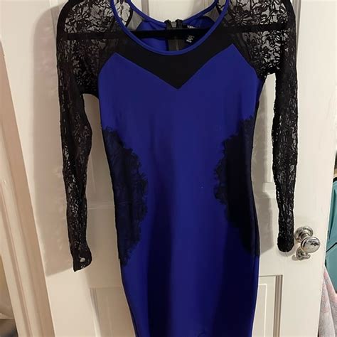 Buffalo David Bitton Dresses Blue And Black Body Contour Lace