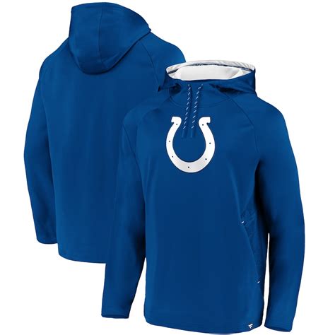 Men S Fanatics Branded Royal Indianapolis Colts Iconic Embossed Defender Raglan Pullover Hoodie