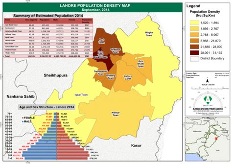 Pakistan Lahore Population Density Map September 2014 Pakistan