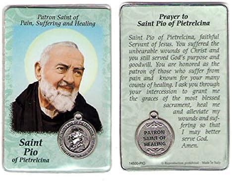 Carte de prière Saint Pio Padre Pio Carte de prière Patronage