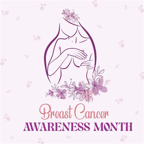 Premium Vector Cute Pink Purple Breast Cancer Awareness Month Female