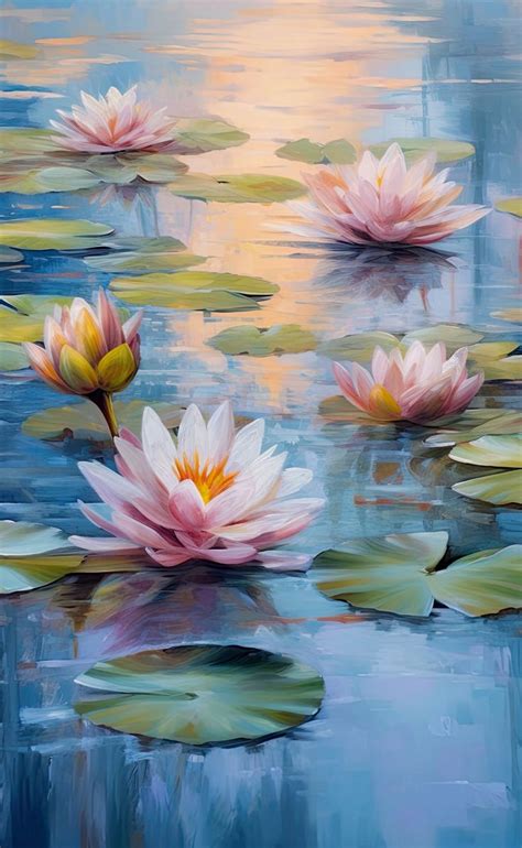 Serene Water Lily Pond Fine Art Poster Water Lilies Painting Pond