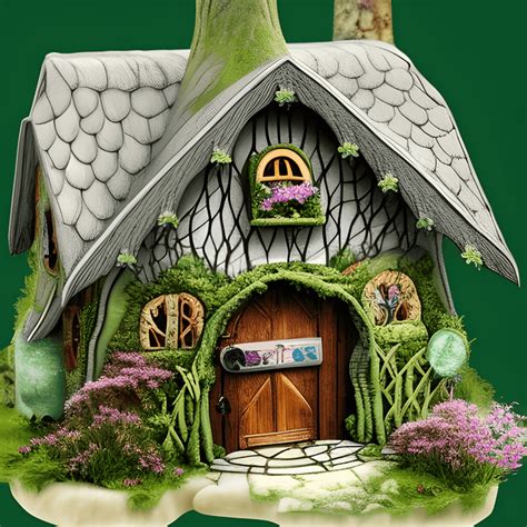 Whimsical Witch Cottage In The Forest Spring Summer Hyper Realistic