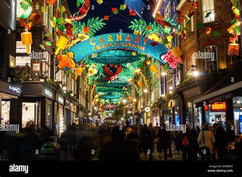 Christmas lights on Carnaby Street, London England United Kingdom UK