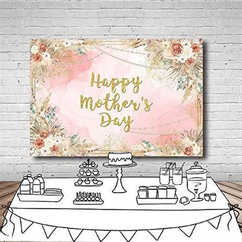 Boho Mother S Day Backdrop I Love Mom Bohemia Pink Floral Happy Mothers