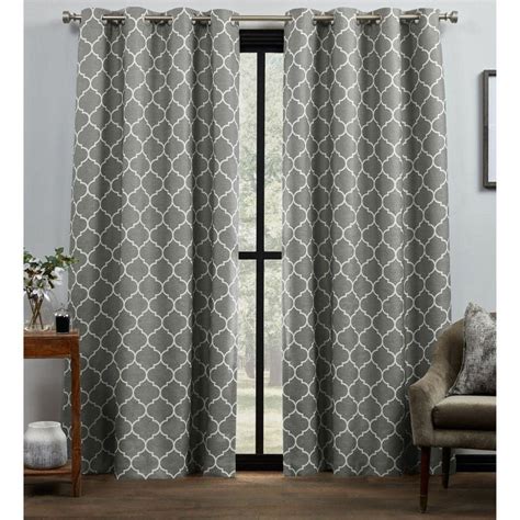 Exclusive Home Bensen Trellis Grey White Trellis Blackout Grommet Top