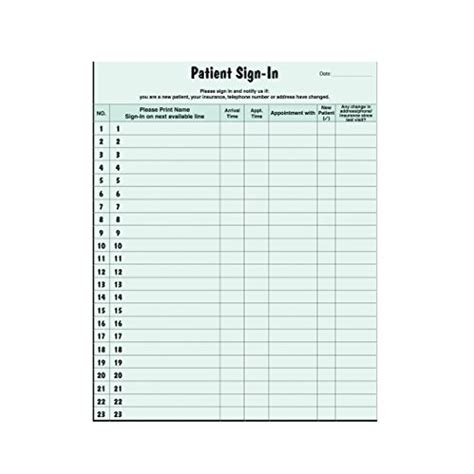 Hipaa Compliant Sign In Sheet Template