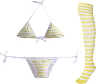 RULTA Sexy Lingerie Set For Women With Striped Thigh High Socks Japanese Anime Bikini ShopStyle