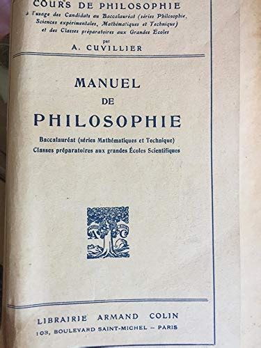 Amazon Fr Cours De Philosophie Par A Cuvillier Manuel De