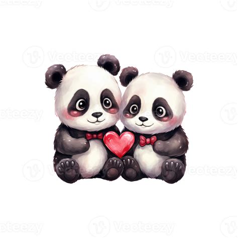 Ai Generated Black And White Love Story Valentine Couple Panda Capturing Hearts With Cuteness