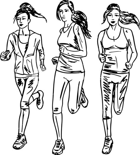 Sketch Of Women Marathon Runners Vector Illustration Royalty Free