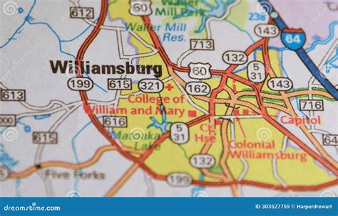 Map Image of Williamsburg, Virginia Stock Image - Image of lake, nearby ...