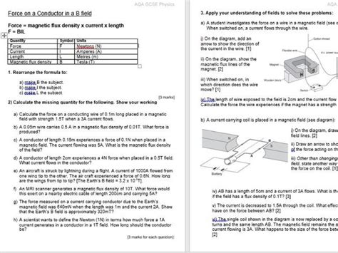 Force On A Conductor F Bil Teaching Resources