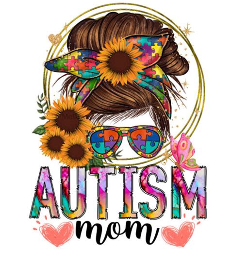 Messy Bun Autism Mom Png Sublimation Design Autism Puzzle Png Messy Bun