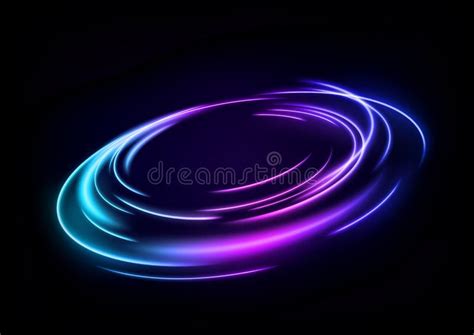 Abstract Multicolor Wavy Line Of Light Isolated On Dark Background