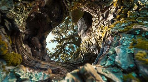 Premium Photo Trunk Of Very Old Yew Tree With Canopy Frog Perspective