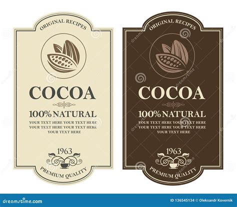 Set of cocoa labels stock vector. Illustration of bean - 136545134