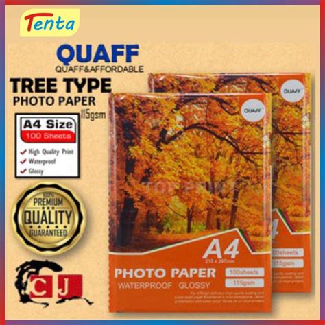 QUAFF TREE TYPE GLOSSY PHOTO PAPER 115GSM A4 100SHEETS Shopee