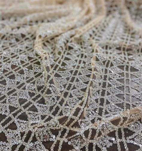 Beaded Nude Wedding Lace Fabric Embroidery Fabric Lace Etsy