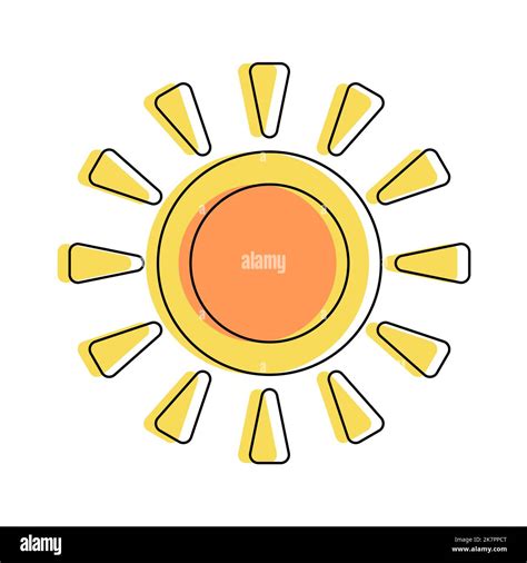 Simple Flat Yellow Sun Shining Icon Summertime Solar Symbol Vector