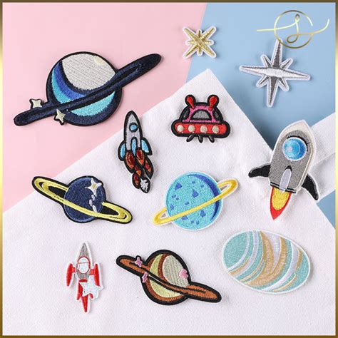 お取り寄せ 【13種】惑星 Ufo ロケット 宇宙 刺繍ワッペン アイロンワッペン アップリケ アイロン接着 Lulu Putu 韓国生地屋