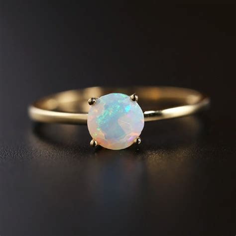 0 50 Carat Ethiopian Opal Solitaire Promise Ring 14K Gold Etsy