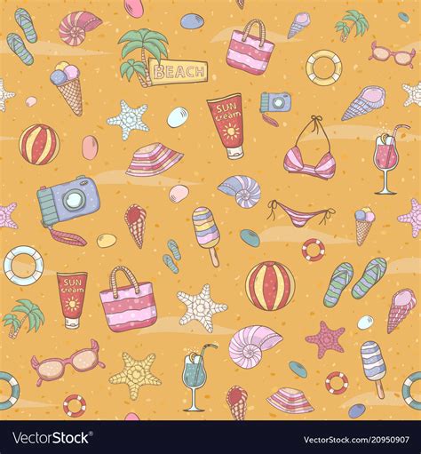 Summer beach pattern Royalty Free Vector Image