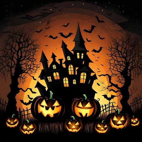 Premium AI Image Halloween Night Background With Pumpkinvector