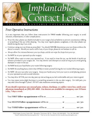 Fillable Online Icl Post Op Instructions Southern Eye Associates Fax