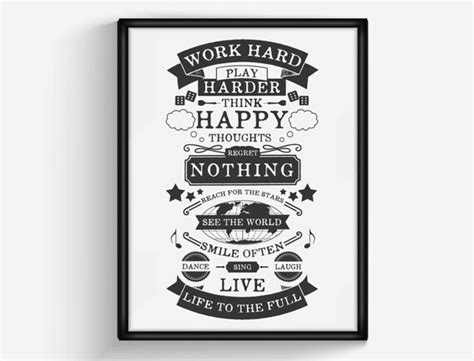 Work Hard Play Hard Poster Art Print Typographic Print