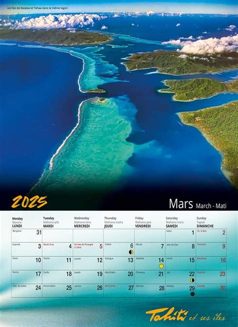 NOUVEAUX CALENDRIERS 2025 TAHITI ET SES ÎLES