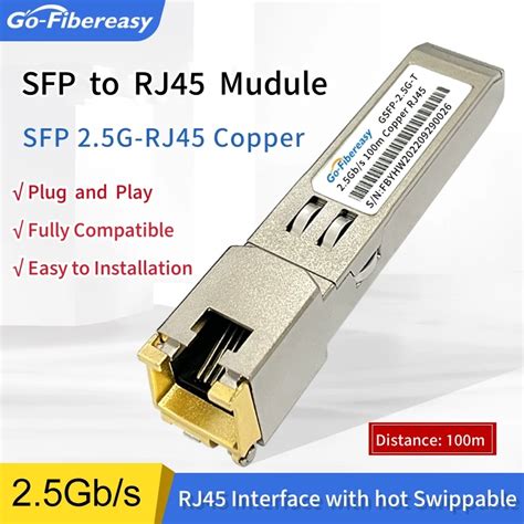 2 5Gb RJ45 Copper SFP Module 2 5Gbase TX RJ45 Copper 100m Compatible D