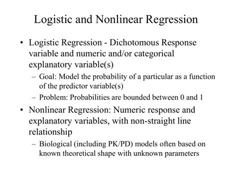 Logistic And Nonlinear Regression Models