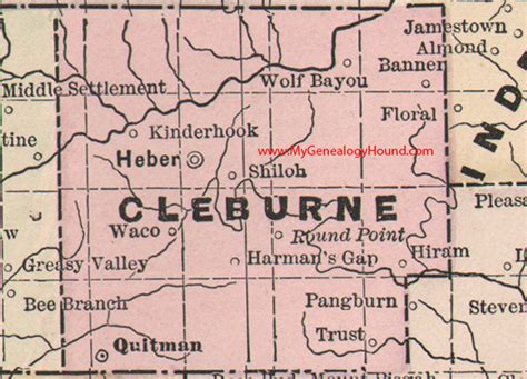 Cleburne County Arkansas 1889 Map