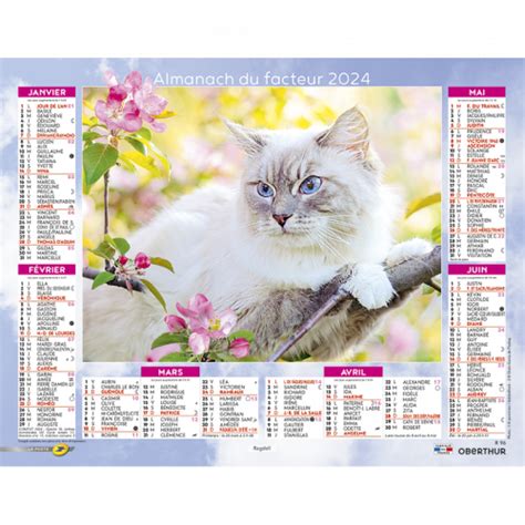 Almanach Calendrier Du Facteur 2024 Chats Calendriers Oberthur