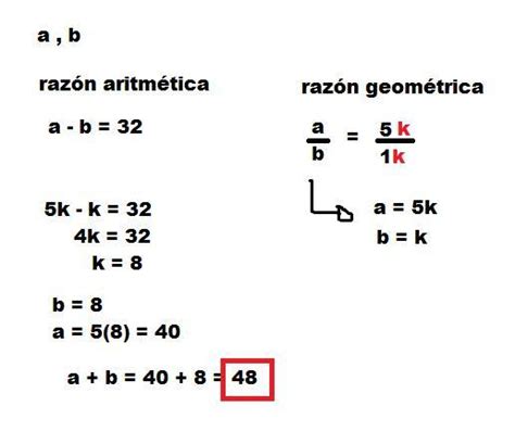 La Razon Aritmetica De Dos Numeros Es 32 Pero Su Razon Geometrica Es 5 Hallar La Suma De Los